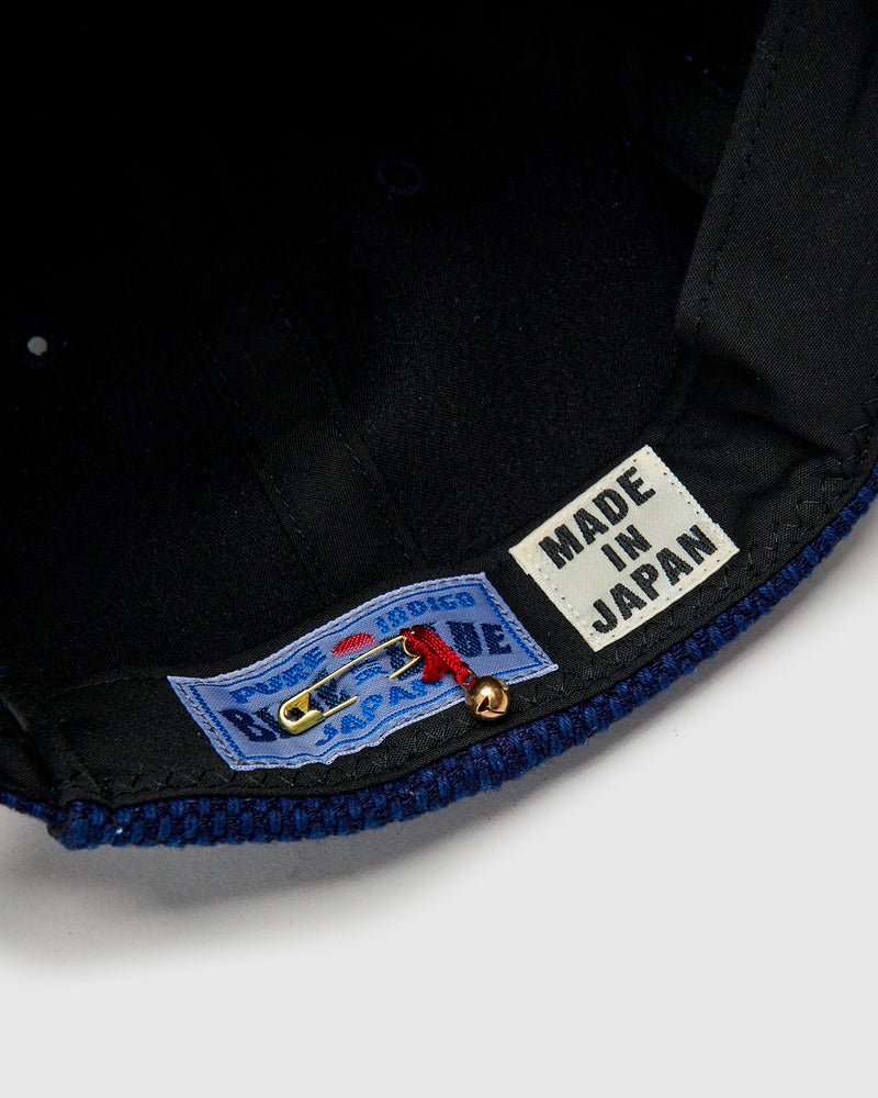 Light Sashiko Baseball Cap in Pure Indigo