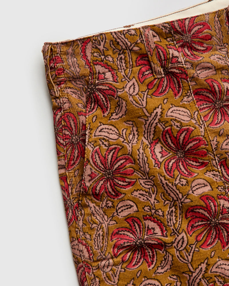 Fatigue Shorts in Khaki Floral Corduroy