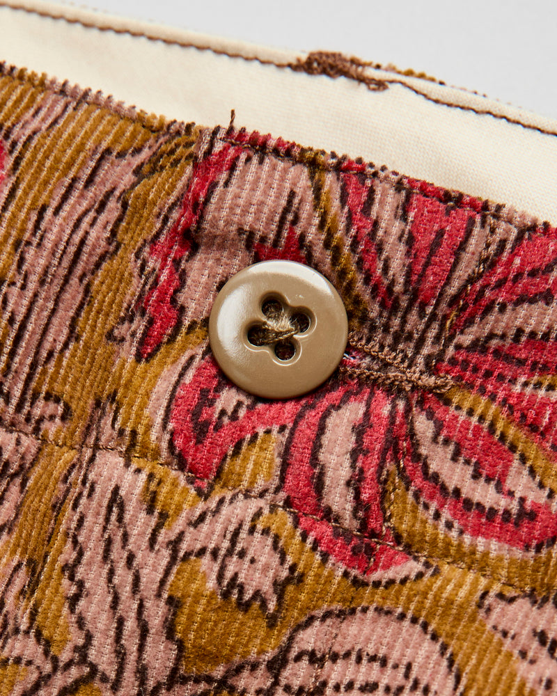 Fatigue Shorts in Khaki Floral Corduroy