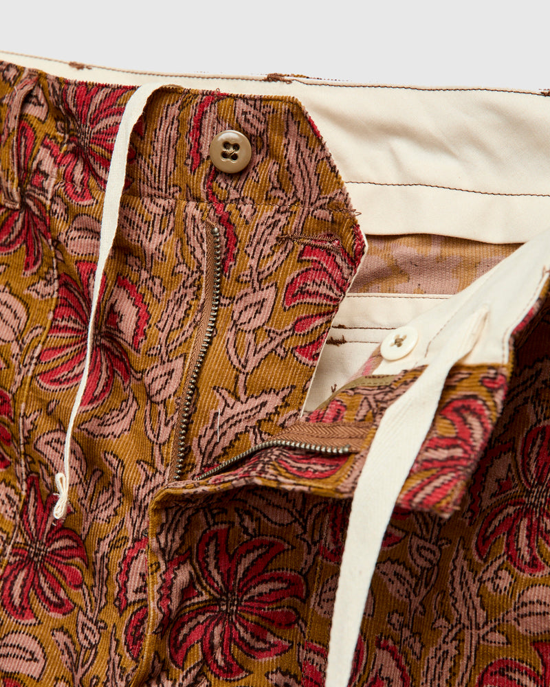 Fatigue Shorts in Khaki Floral Corduroy