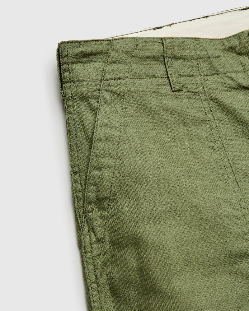 Fatigue Shorts in Olive Cotton Linen Java Cloth