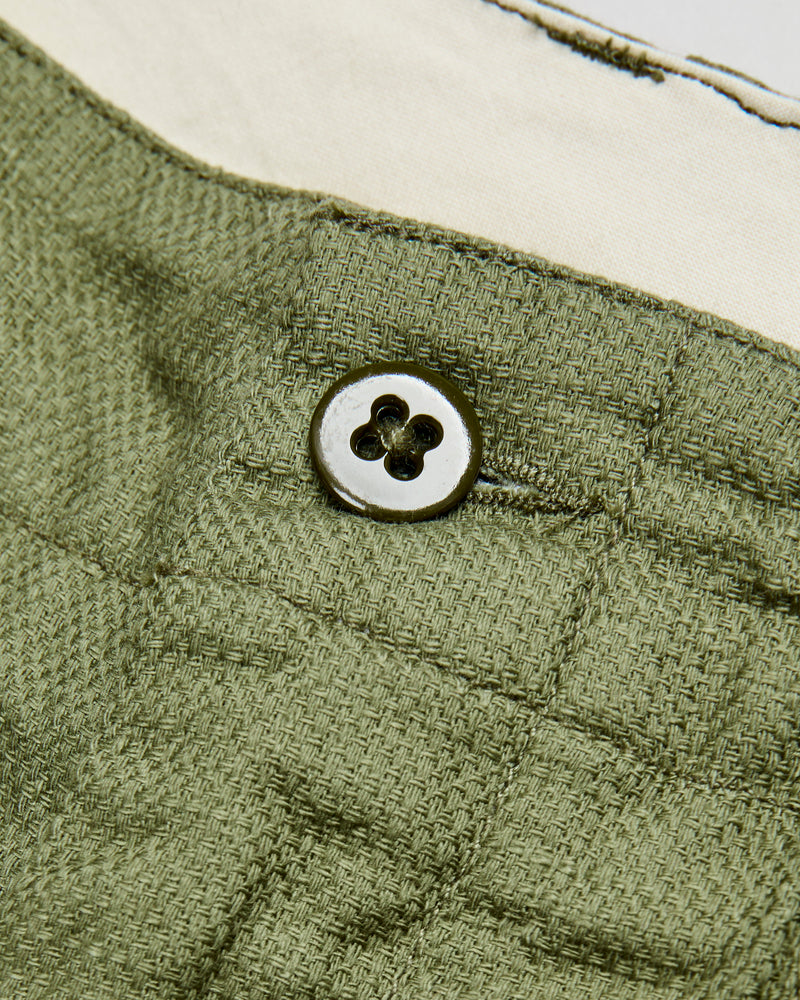 Fatigue Shorts in Olive Cotton Linen Java Cloth