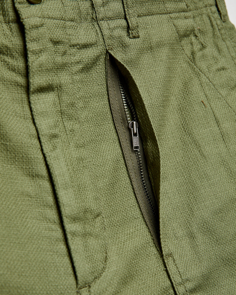 Fatigue Shorts in Olive Cotton Linen Java Cloth