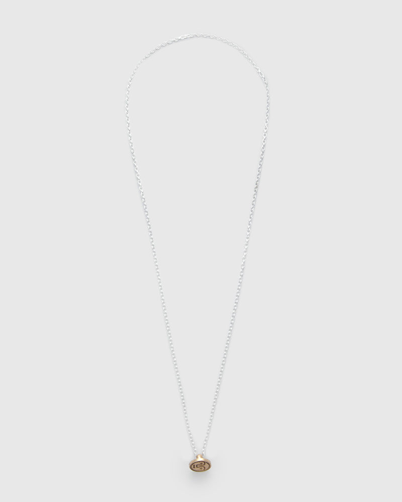 Penna Button Necklace in Brass and Silver