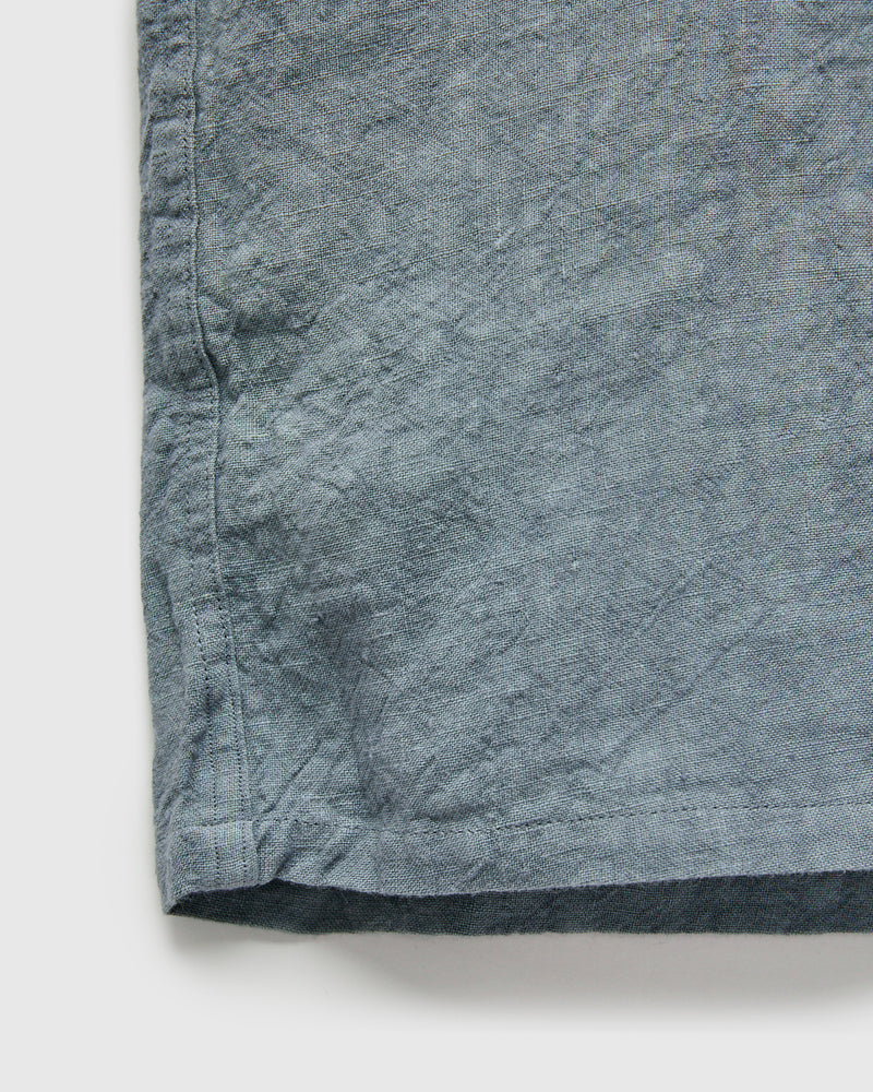 1/40 Linen Open Collar Shirt in Sax