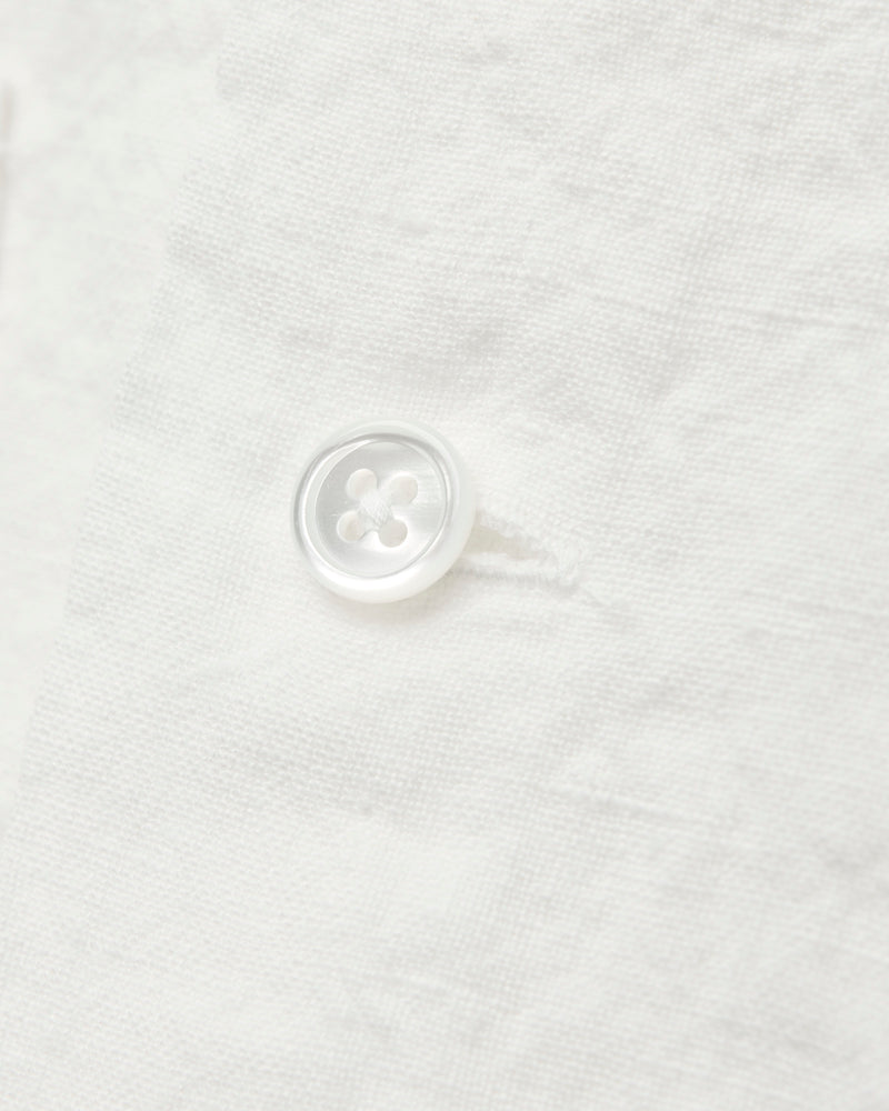 1/40 Linen Open Collar Shirt in White