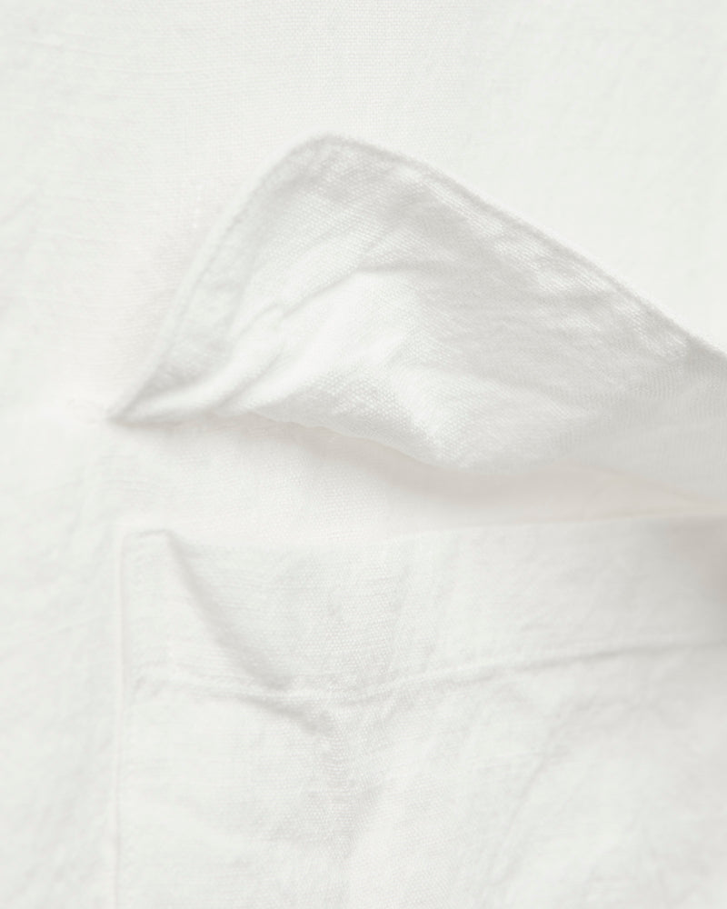 1/40 Linen Open Collar Shirt in White