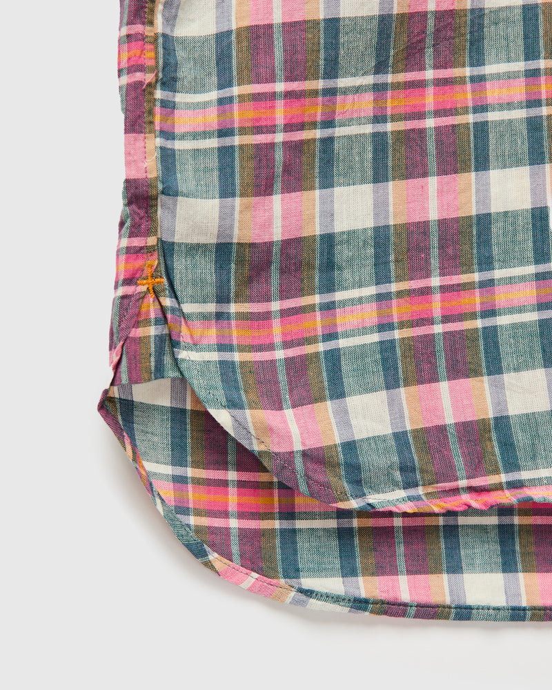Madras Short Sleeve Button-Down Shirt in Pink