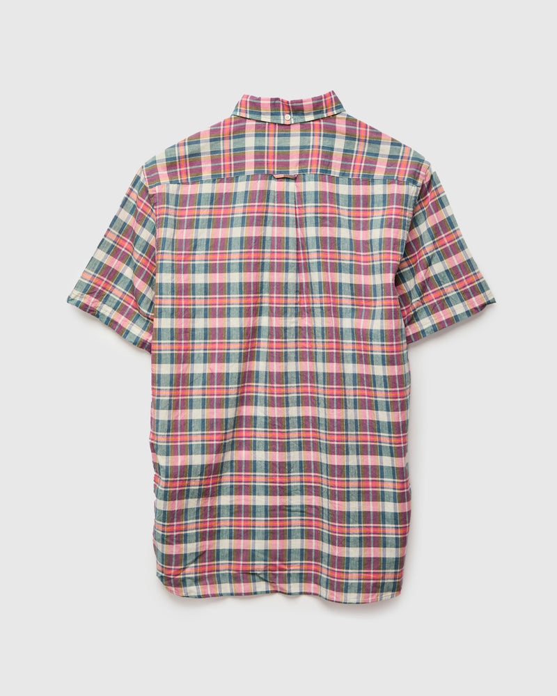 Madras Short Sleeve Button-Down Shirt in Pink