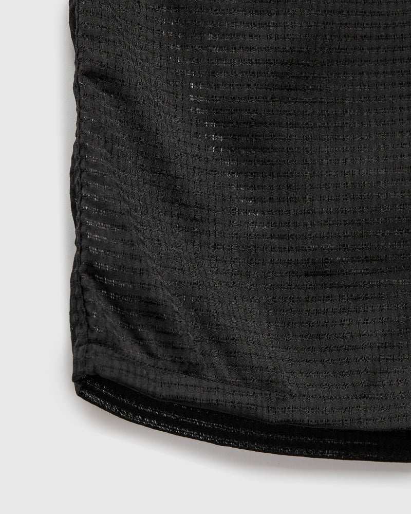 Mesh Open Collar Shirt in Black