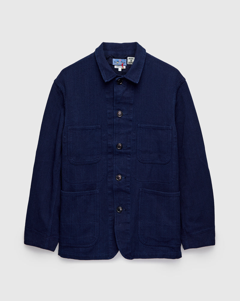 Light Sashiko Coverall Jacket in Pure Indigo