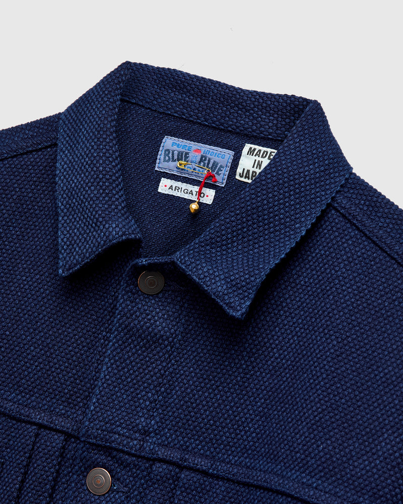 Light Sashiko Trucker Jacket in Pure Indigo