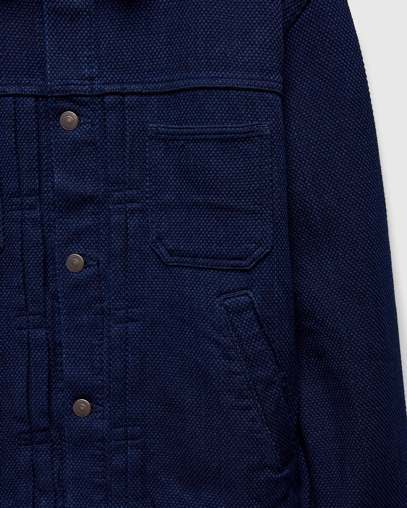 Light Sashiko Trucker Jacket in Pure Indigo