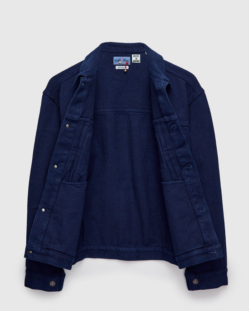 Light Sashiko Trucker Jacket in Pure Indigo