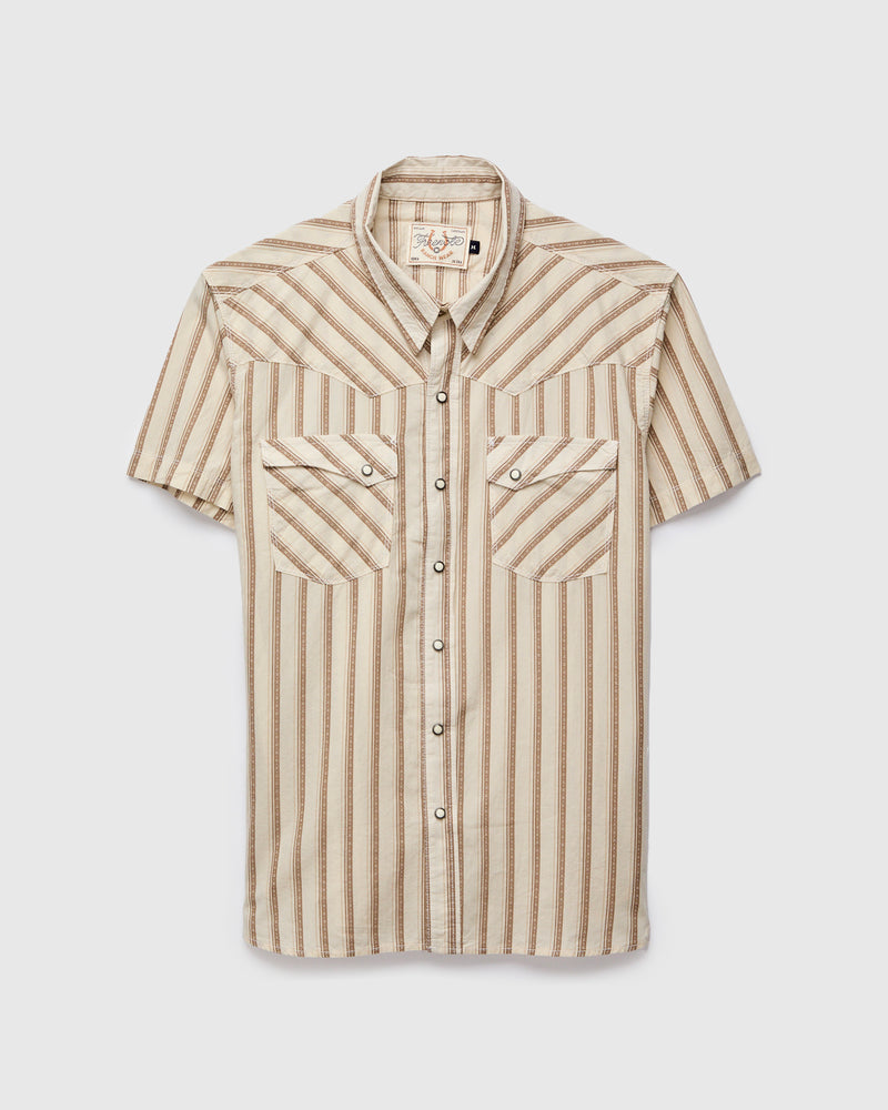 Calico SS Western Shirt in Brown Stripe