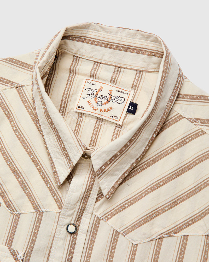 Calico SS Western Shirt in Brown Stripe