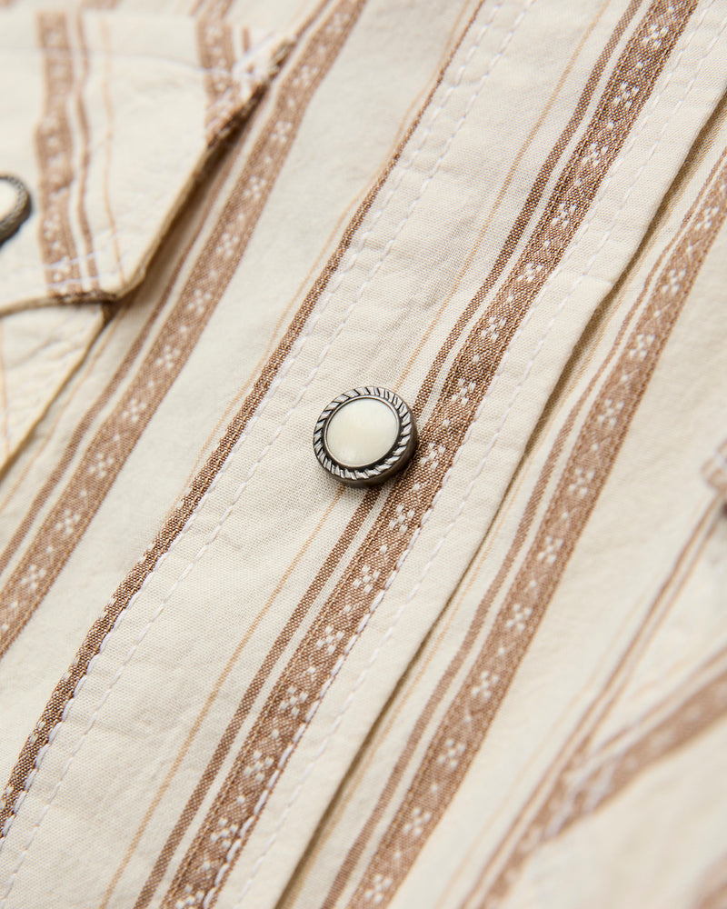 Calico SS Western Shirt in Brown Stripe