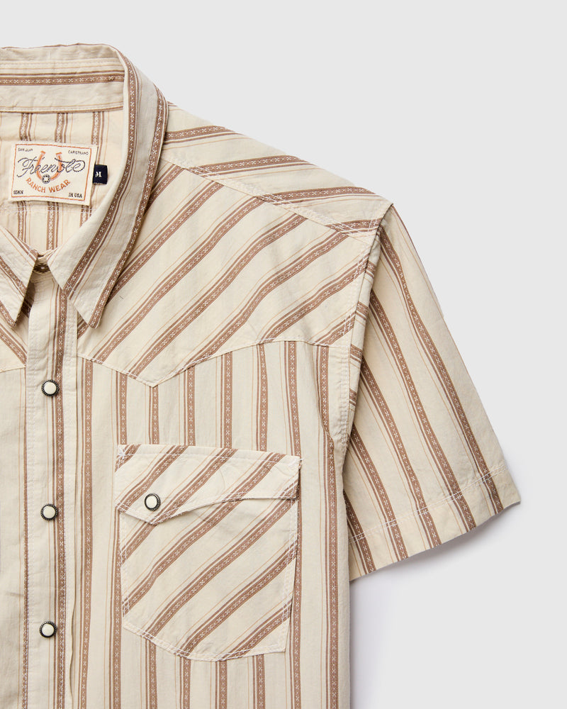 Calico SS Western Shirt in Brown Stripe