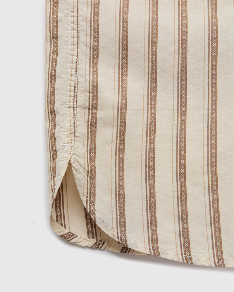 Calico SS Western Shirt in Brown Stripe