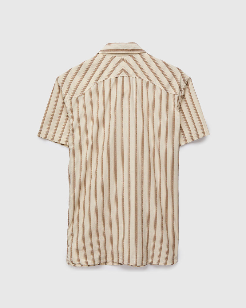 Calico SS Western Shirt in Brown Stripe
