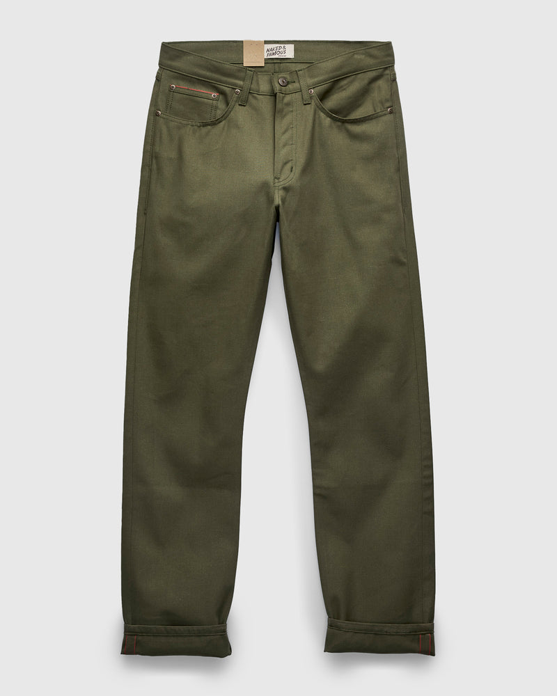 10oz Selvedge Army Green Duck Canvas - True Guy Fit