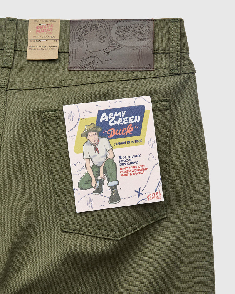 10oz Selvedge Army Green Duck Canvas - True Guy Fit