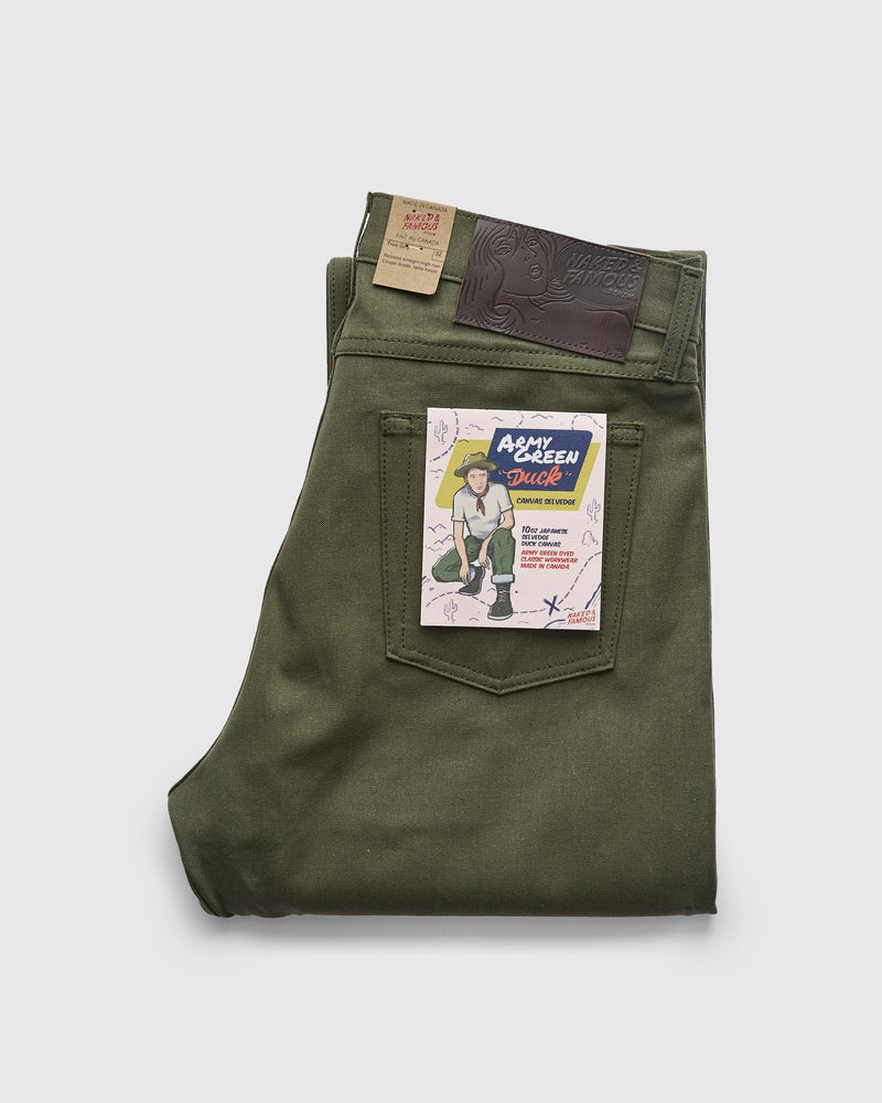 10oz Selvedge Army Green Duck Canvas - True Guy Fit