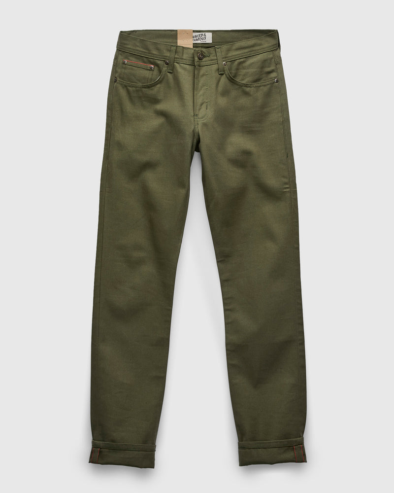 10oz Selvedge Army Green Duck Canvas - Weird Guy Fit