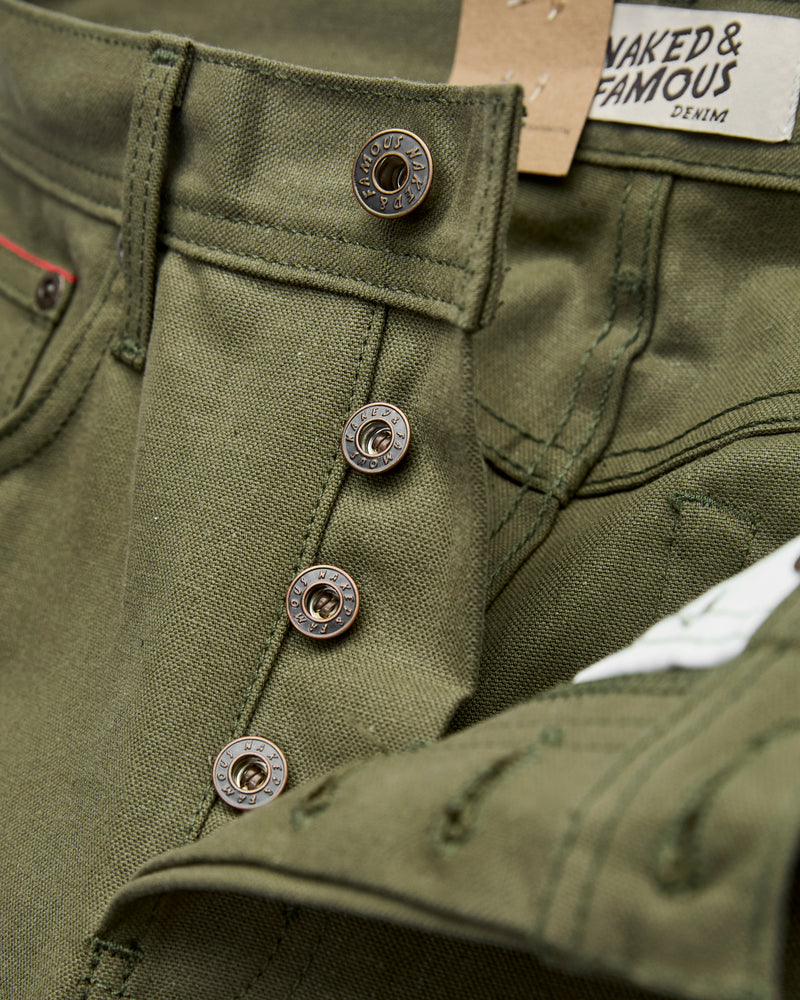 10oz Selvedge Army Green Duck Canvas - True Guy Fit
