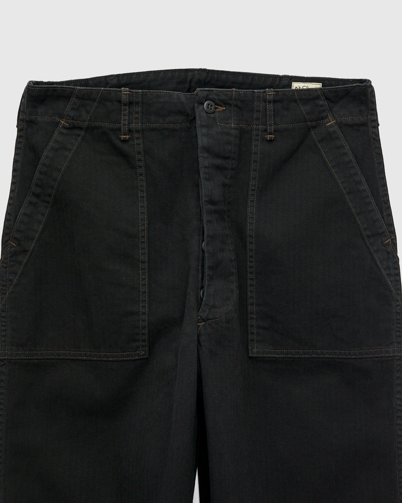 Herringbone Summer Fatigue Pants in Black