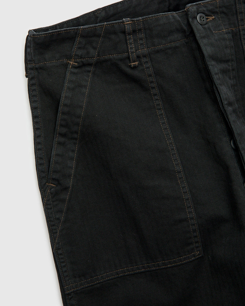 Herringbone Summer Fatigue Pants in Black