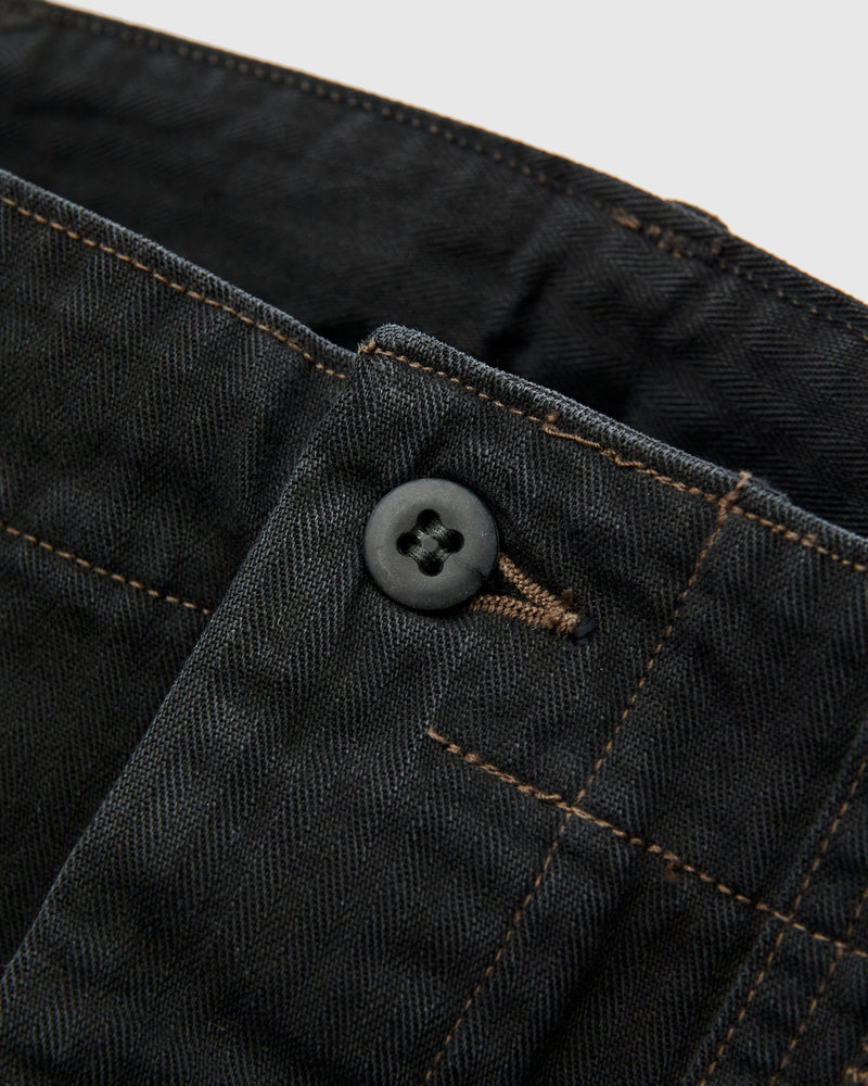 Herringbone Summer Fatigue Pants in Black