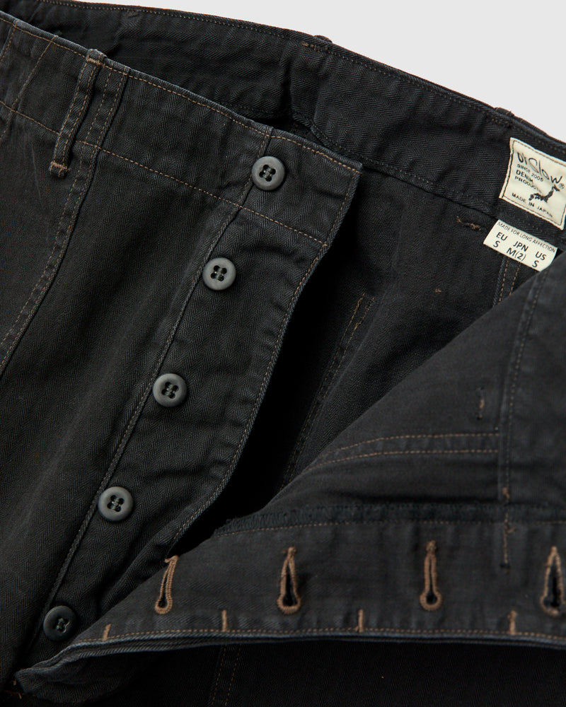 Herringbone Summer Fatigue Pants in Black
