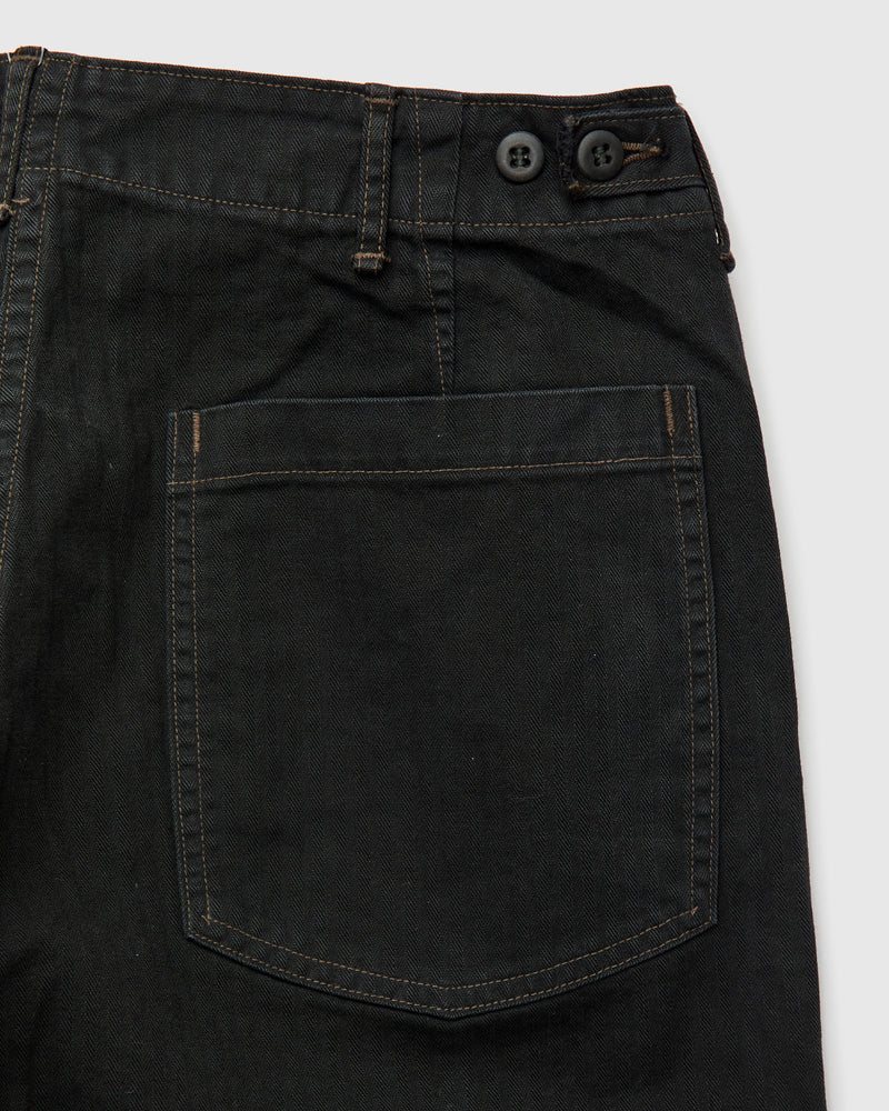 Herringbone Summer Fatigue Pants in Black