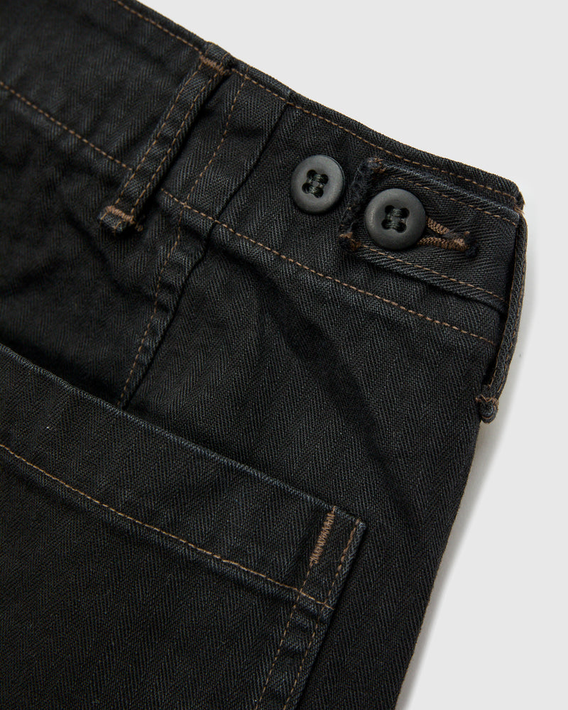 Herringbone Summer Fatigue Pants in Black