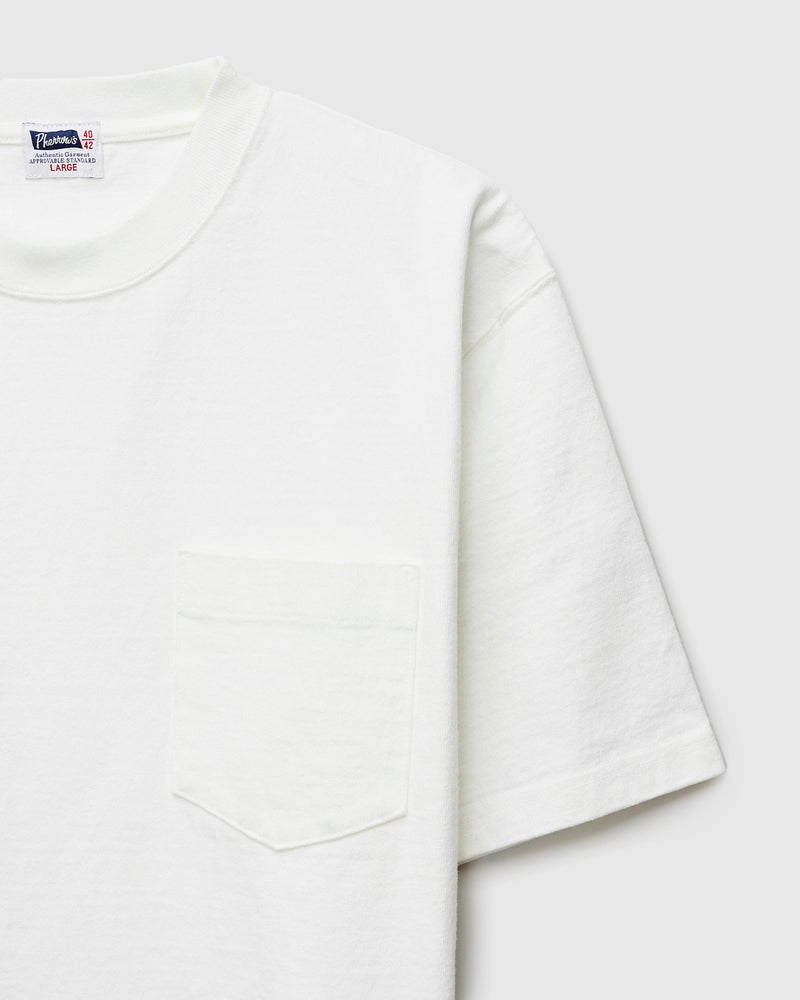 Heavyweight Pigment Dye Pocket T-Shirt in White