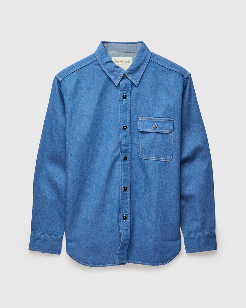 Linen Denim Workshirt in Sax
