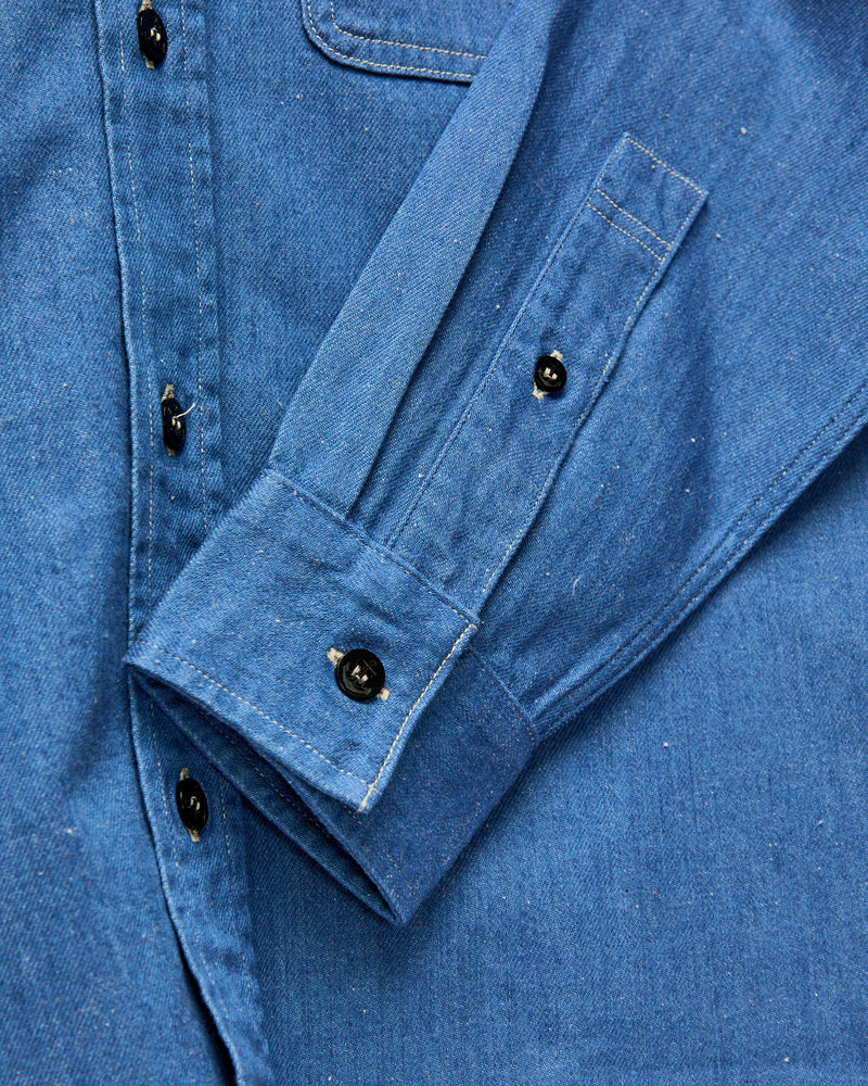 Linen Denim Workshirt in Sax