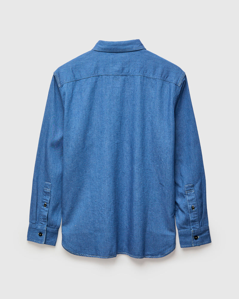 Linen Denim Workshirt in Sax