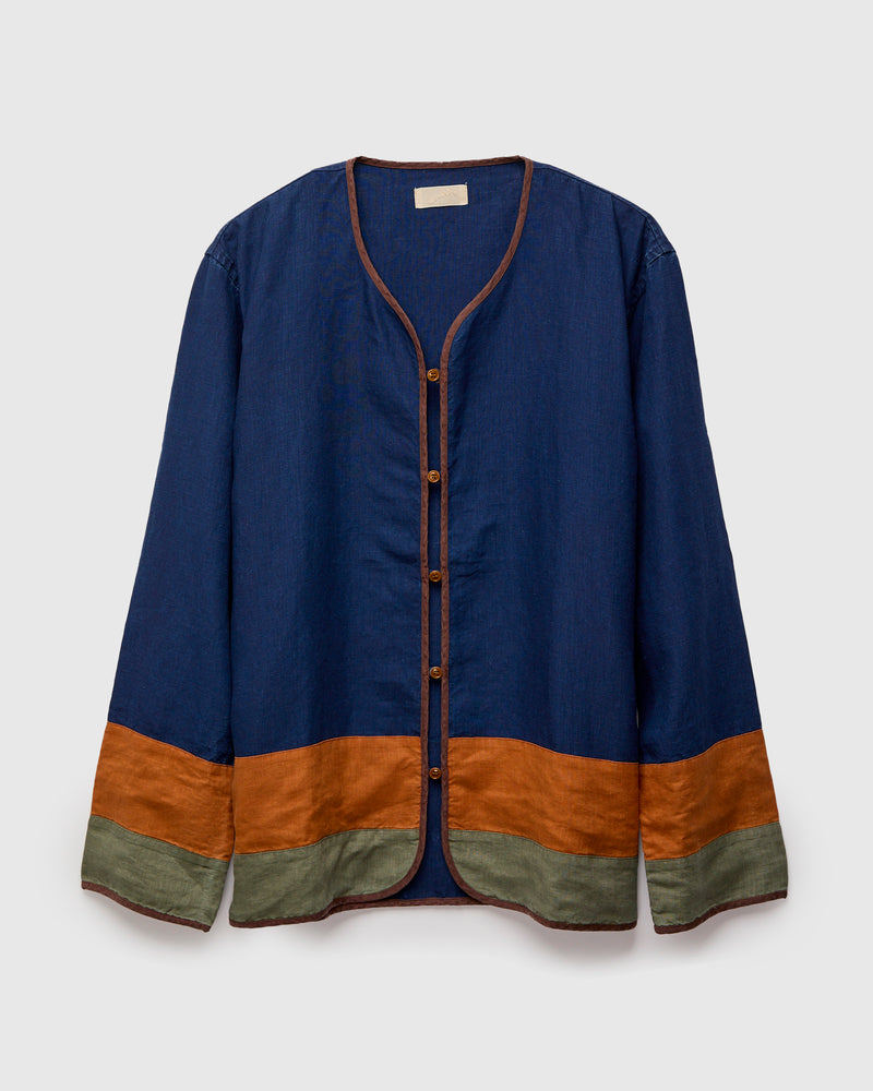 MSP-4041 Linen Haori Jacket in Indigo