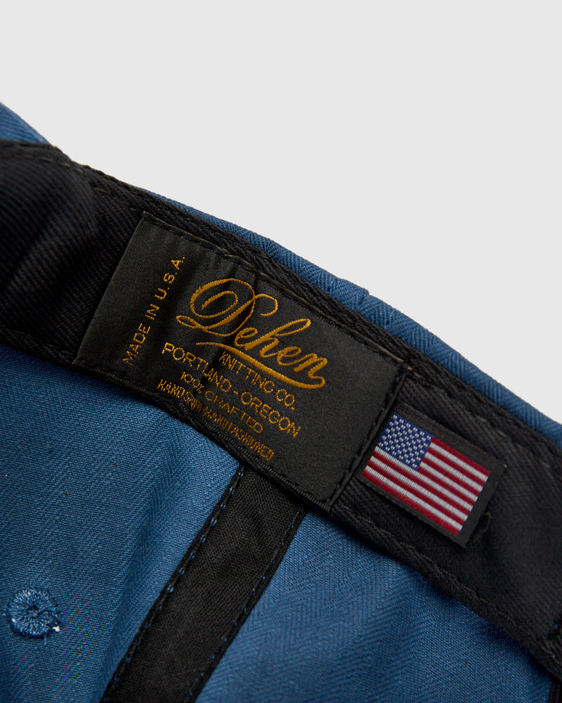 Baseball Hat in Waxed Mock Blue