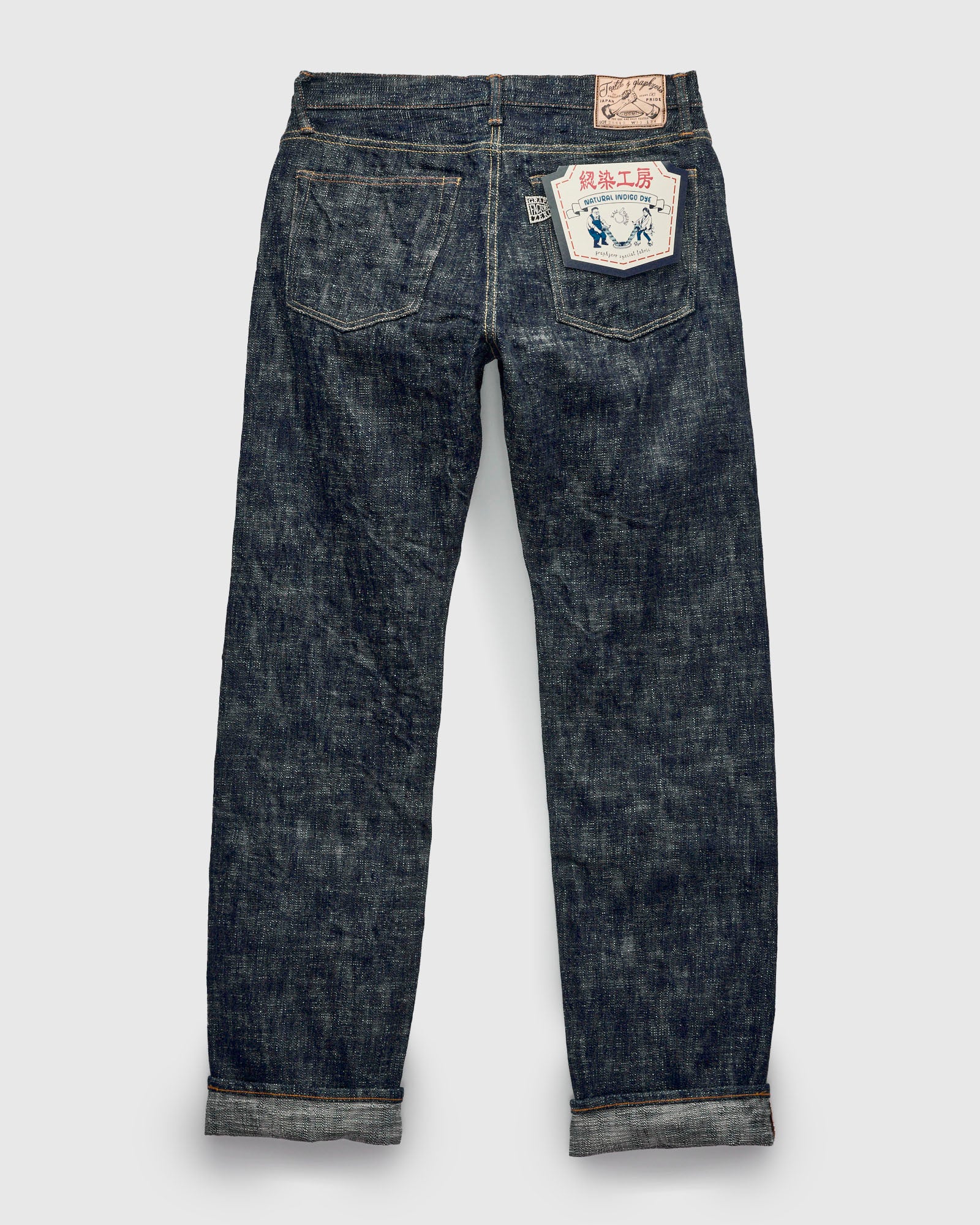 パンツ iceandtechno PRINTED WHISKER DENIM Green Indigo Skein Dyeing