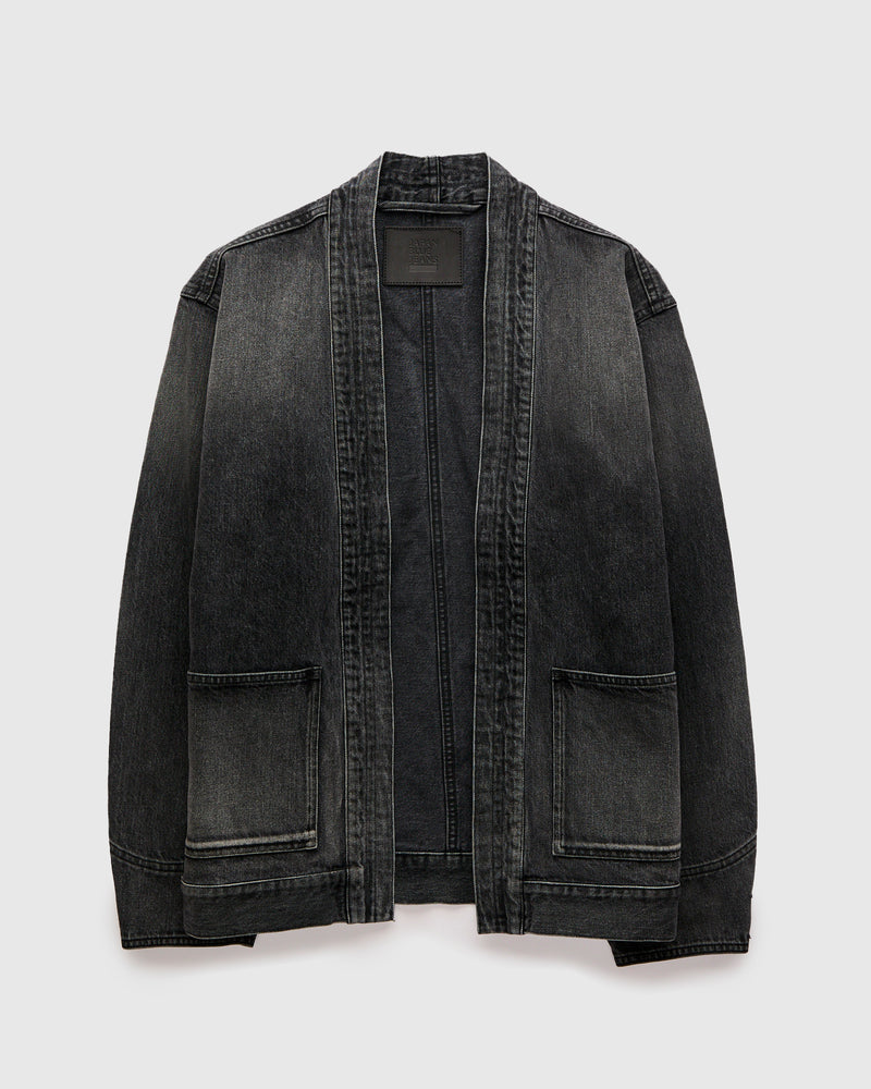 13oz Denim Haori Coat in Dark Grey