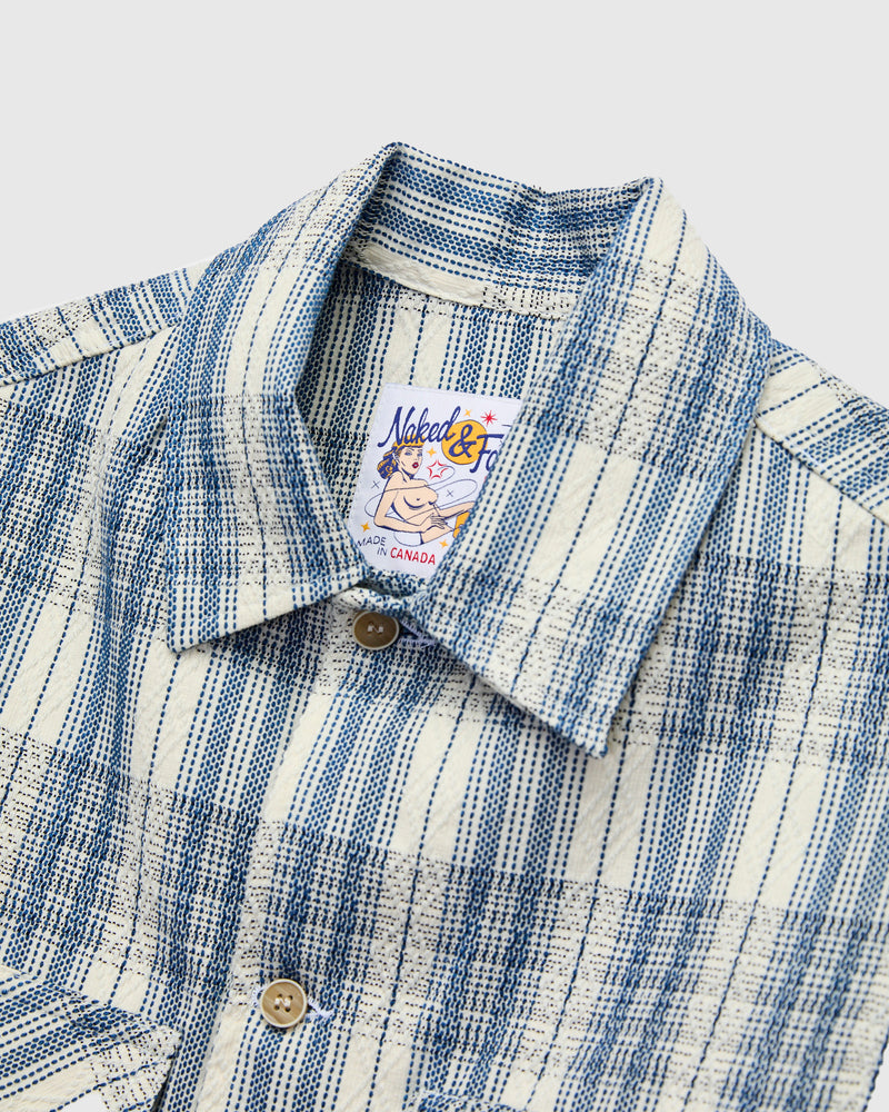 "Asagi Sashiko" Workshirt in White