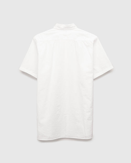 Short Sleeve Work Shirt in White Chambray