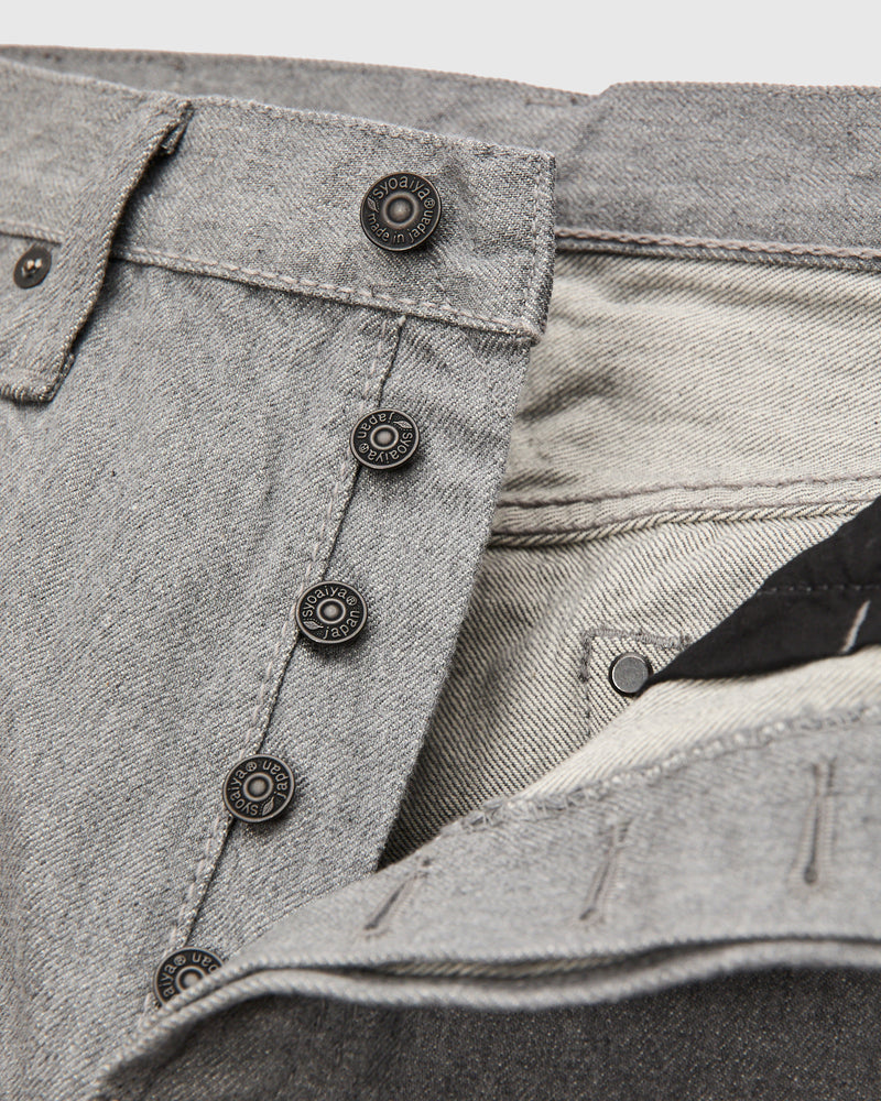 "Moonrock" 14oz Rinsed Heather Grey Selvedge Denim - Regular Straight Fit