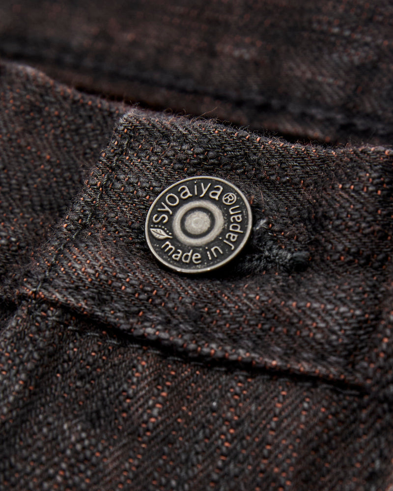 PER-EX-005-BK "Black x Persimmon Extra Slub" 15oz Rinsed Selvedge Denim - Slim Straight Fit