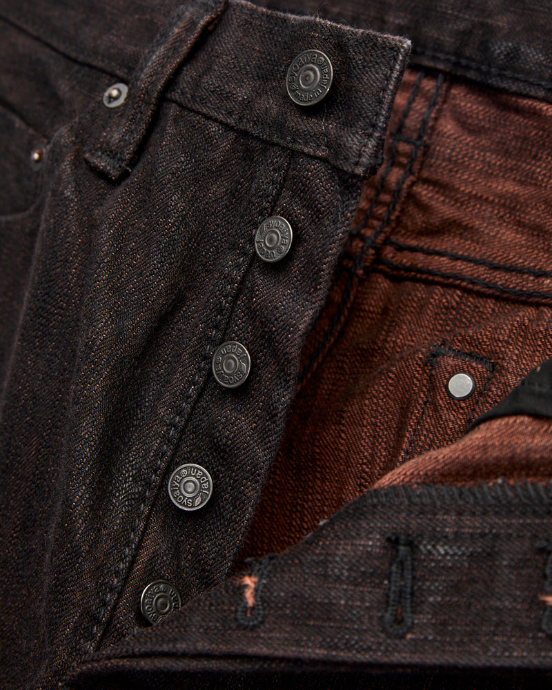 PER-EX-005-BK "Black x Persimmon Extra Slub" 15oz Rinsed Selvedge Denim - Slim Straight Fit