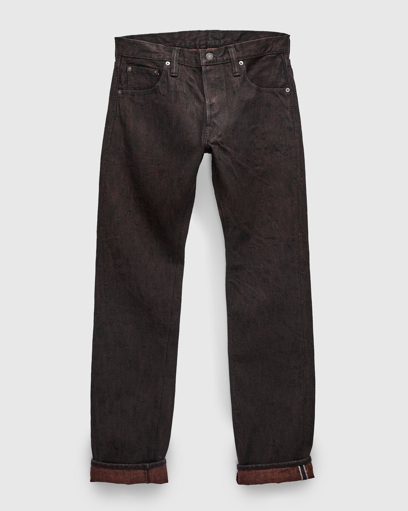PER-EX-005-BK "Black x Persimmon Extra Slub" 15oz Rinsed Selvedge Denim - Slim Straight Fit