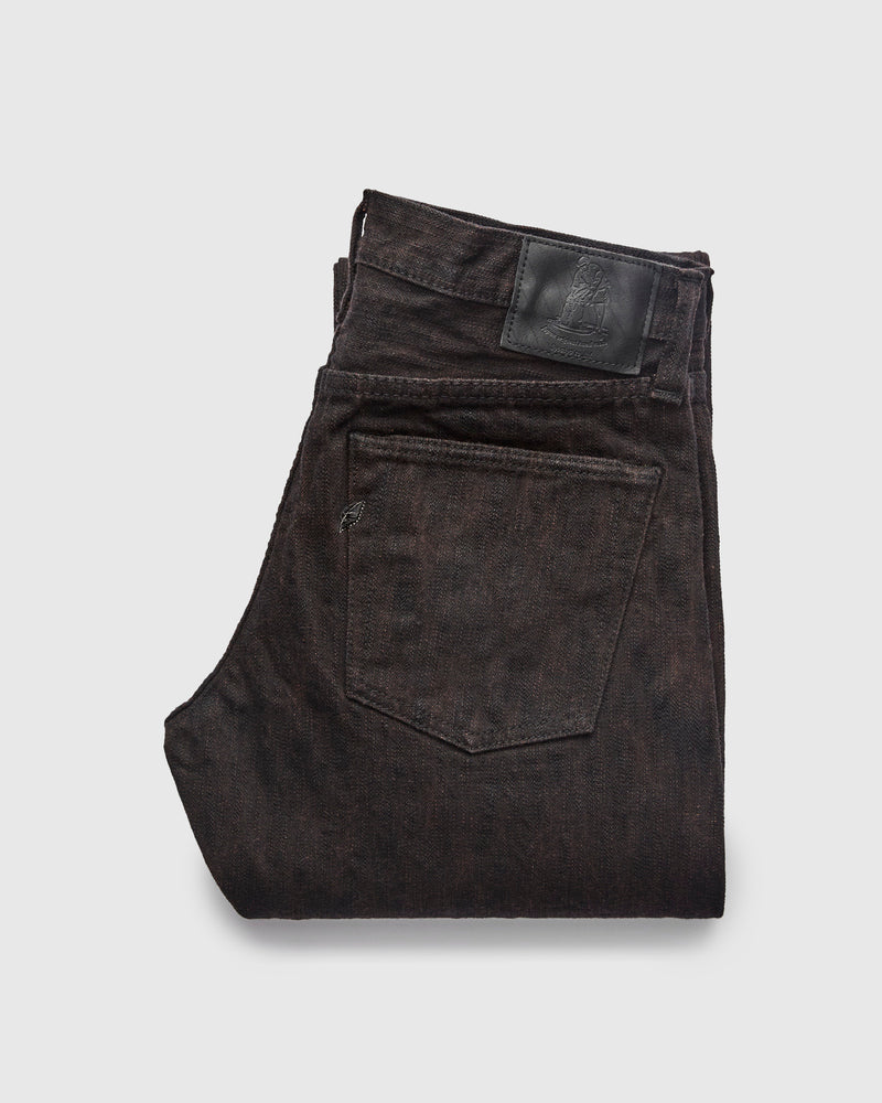 PER-EX-005-BK "Black x Persimmon Extra Slub" 15oz Rinsed Selvedge Denim - Slim Straight Fit